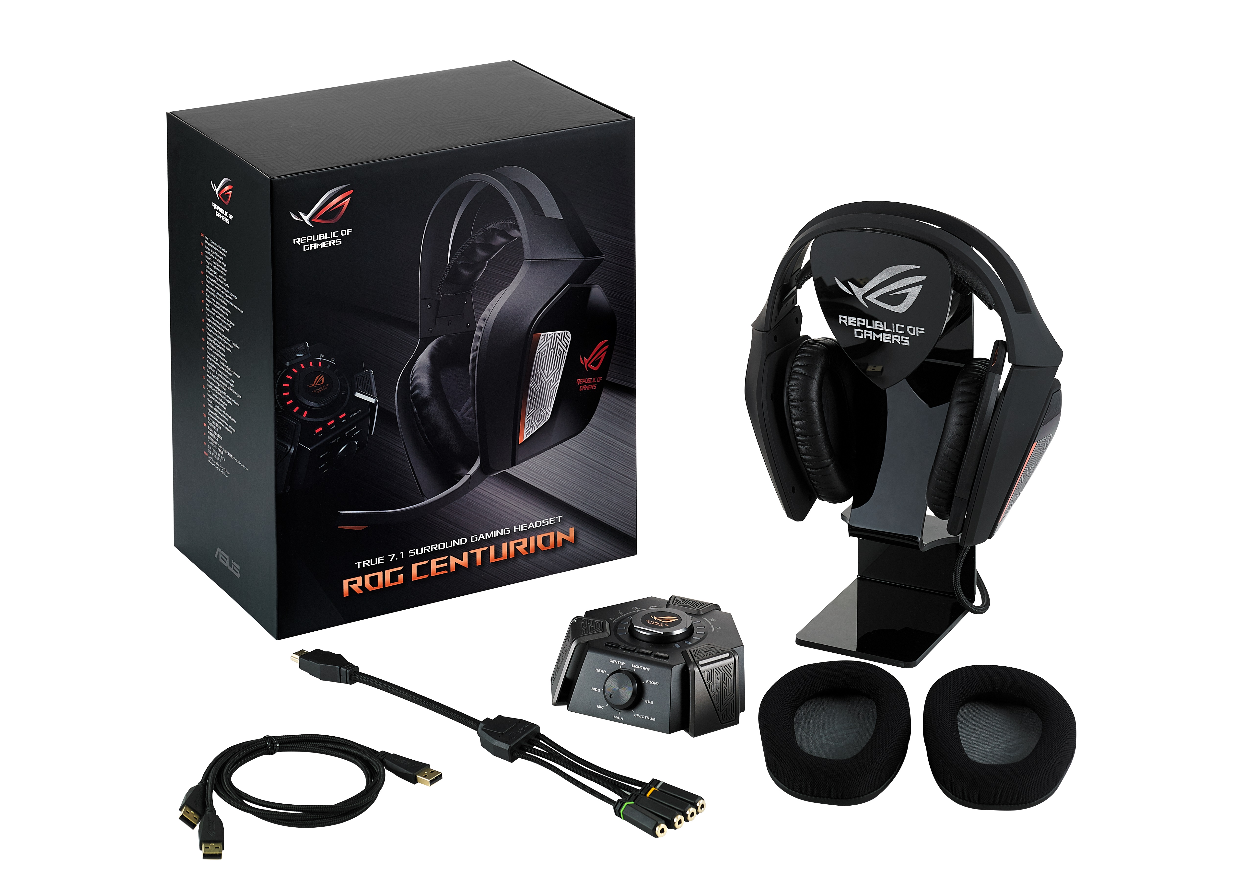 rog centurion true 7.1 surround gaming headset for pc
