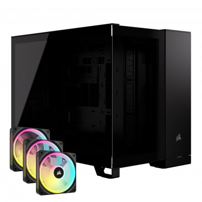 Corsair 2500X Dual Chamber PC Case - Black w/ 6x iCUE Link QX120 RGB Fans
