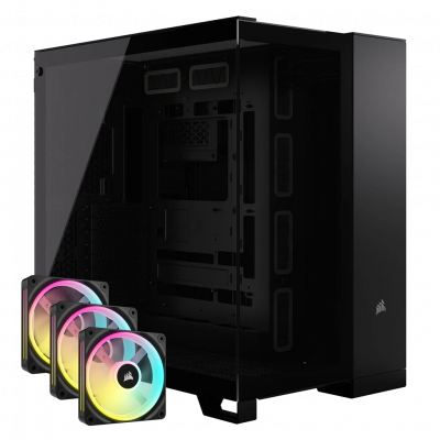 Corsair 6500X Dual Chamber PC Case - Black w/ 7x iCUE Link QX120 RGB Fans