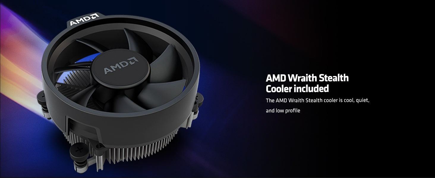 The AMD Wraith Stealth Cooler which is included with AMD CPUs