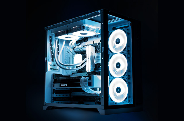 Gaming PC from Fierce PC built in the Lian Li O11 Dynamic Midi Tower case in white