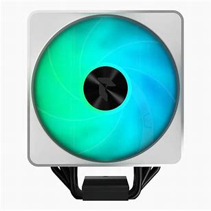 The APNX AP1-V ARGB CPU Air cooler in white, shown with the fan spinning with an icy blue 'rgb' effect.