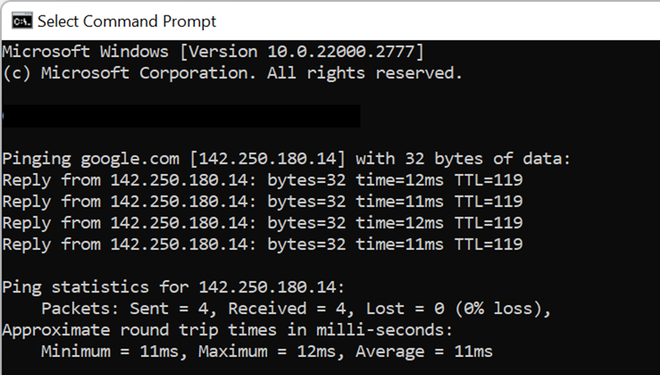 Using the Command Prompt in Windows to manually ping a server