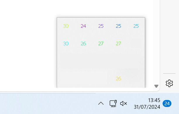 Core Temps tool shown in the taskbar tray, giving a read out of each core's temperature