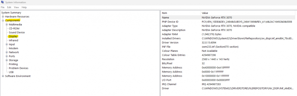 System information to check what graphics card you have